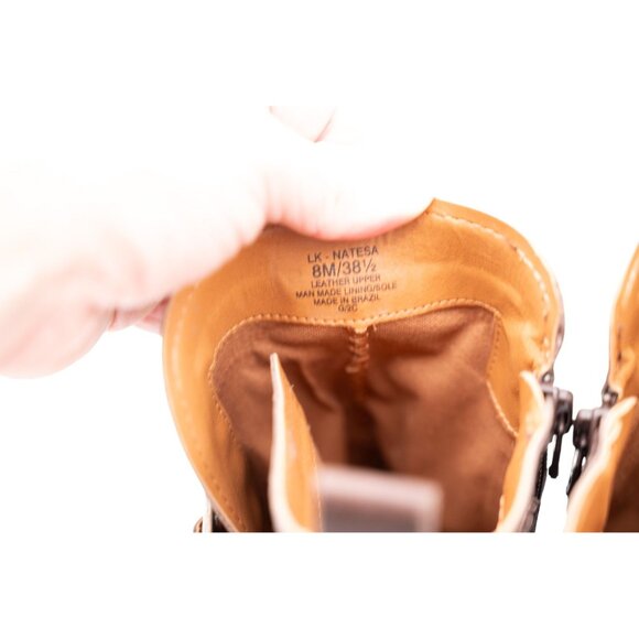 Lucky Brand Natesa Bootie Ankle Boots Sz 8 Chocolate Brown Leather Platform - Picture 7 of 11